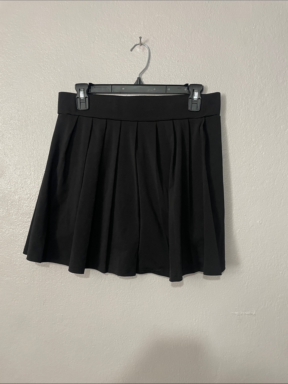 Women's Black Pleated Skater Skirt - Flared Mini